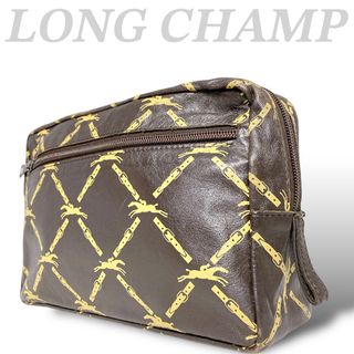 ロンシャン(LONGCHAMP)の56 LONG CHAMP ロンシャン　クラッチ　ポーチ　ブラウン　ナイロン(ポーチ)