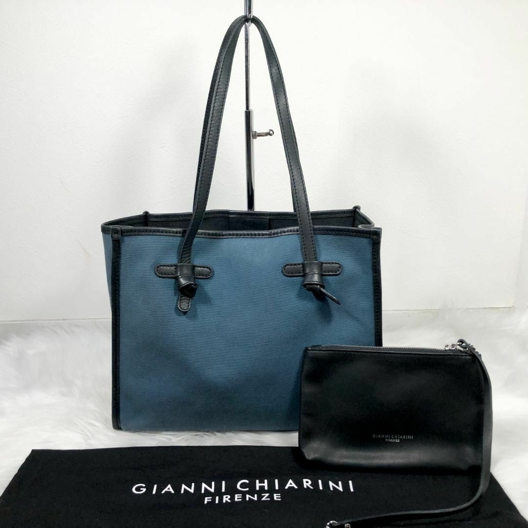 GIANNI CHIARINI(ジャンニキャリーニ)のGIANNI CHIARINI マルチェラ レザー キャンバス トートバッグ レディースのバッグ(トートバッグ)の商品写真