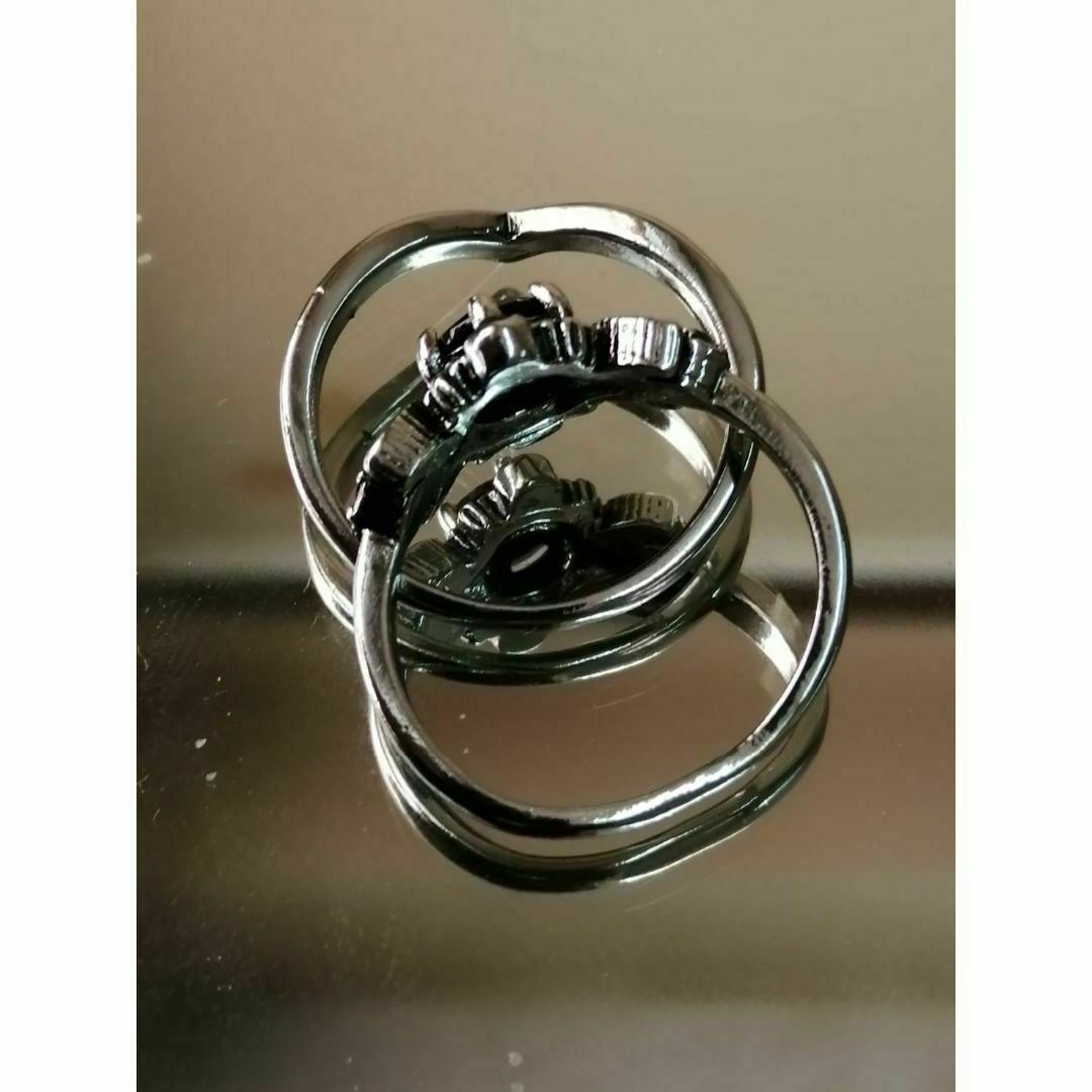 【R112】リング　 メンズ 　レディース　指輪　ブラック　黒　ハート　20号 レディースのアクセサリー(リング(指輪))の商品写真
