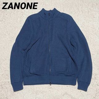 ザノーネ(ZANONE)のZANONE コットンナイロン ジップカーディガン ネイビー(ニット/セーター)