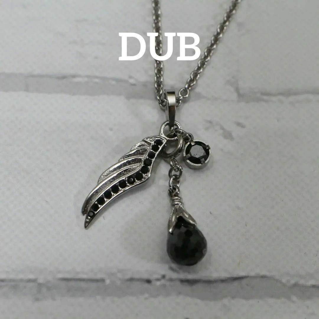 DUB Collection(ダブコレクション)の【匿名配送】ダブ ネックレス シルバー 羽 ストーン 黒 レディースのアクセサリー(ネックレス)の商品写真