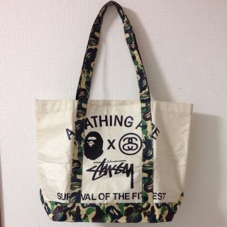 アベイシングエイプ(A BATHING APE)のAPEとSTUSSY最強コラボバック(トートバッグ)