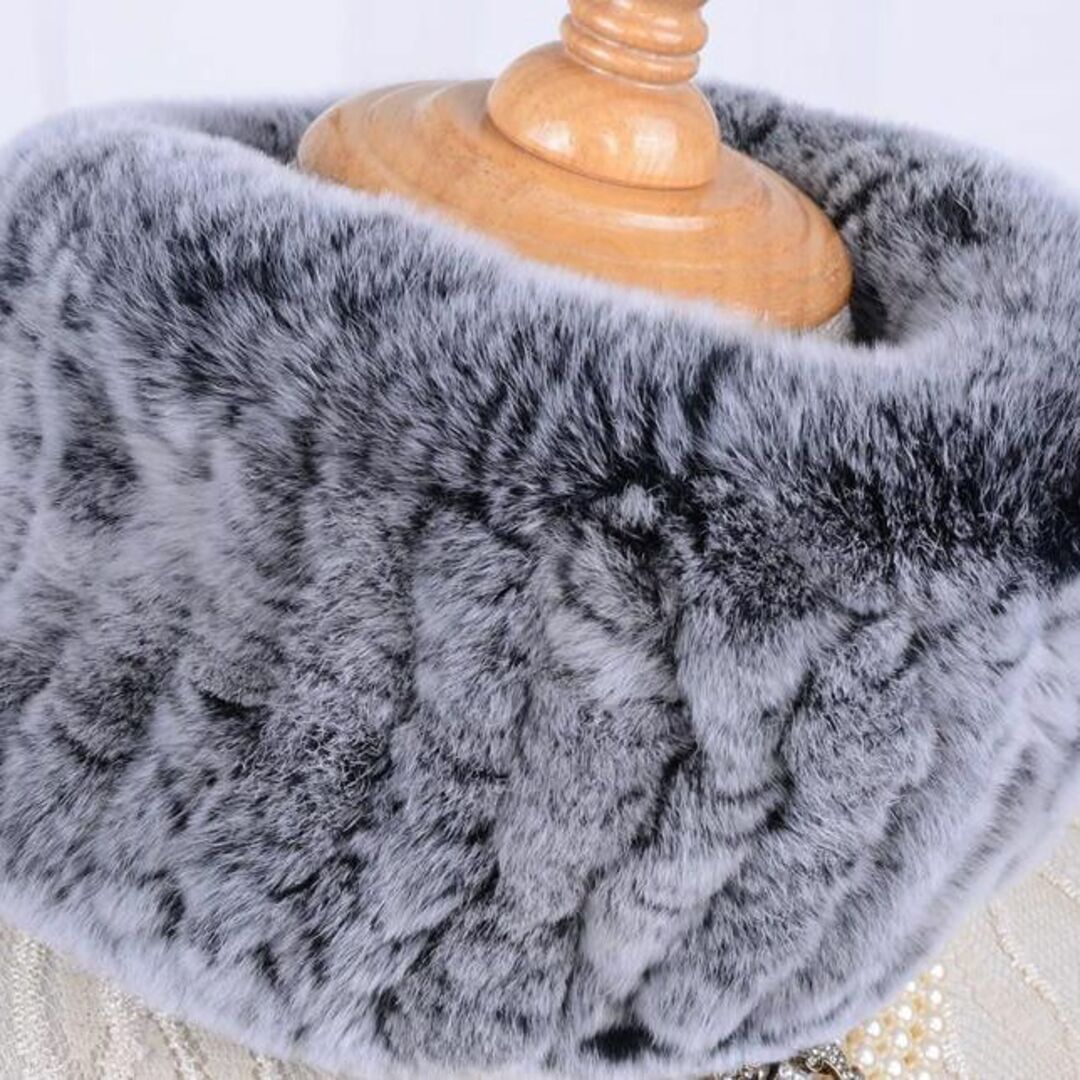 ◆新品◆限定 柔らかな毛皮の レッキス編み込み◆スヌード 毛皮ファー レディースのファッション小物(スヌード)の商品写真