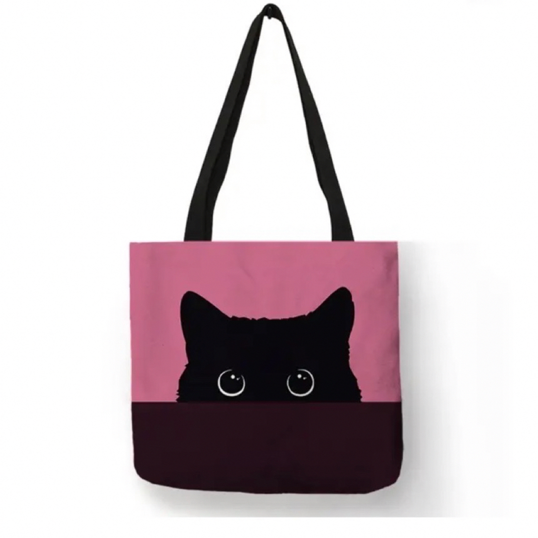 新品  黒猫 トートバッグ  エコバッグ  大容量  猫  Mサイズ  イエロー レディースのバッグ(トートバッグ)の商品写真