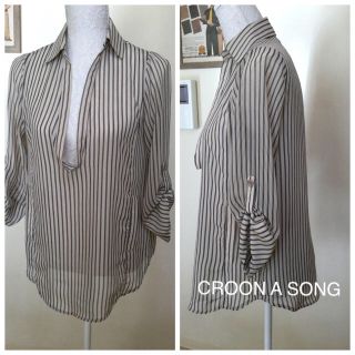 クルーンアソング(CROON A SONG)のCROON A SONG クルーンアソング ボーダーブラウス シャツ(シャツ/ブラウス(長袖/七分))