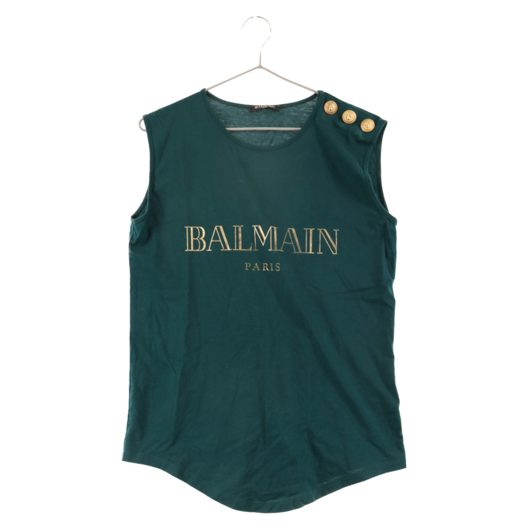 BALMAIN バルマン 金釦 金ボタンコンチョ付きロゴタンクトップ レディース45センチ肩幅