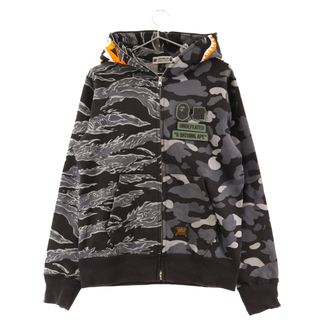 A BATHING APE(アベイシングエイプ)のA BATHING APE アベイシングエイプ 18AW x UNDEFEATED Tiger Shark Half Full Zip Hoodie タイガー シャーク ハーフ フルジップパーカー ブラック 001ZPE731906X メンズのトップス(パーカー)の商品写真