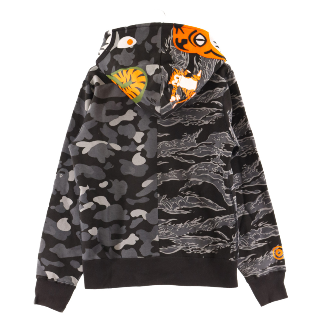 A BATHING APE(アベイシングエイプ)のA BATHING APE アベイシングエイプ 18AW x UNDEFEATED Tiger Shark Half Full Zip Hoodie タイガー シャーク ハーフ フルジップパーカー ブラック 001ZPE731906X メンズのトップス(パーカー)の商品写真