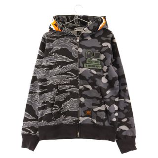 アベイシングエイプ(A BATHING APE)のA BATHING APE アベイシングエイプ 18AW x UNDEFEATED Tiger Shark Half Full Zip Hoodie タイガー シャーク ハーフ フルジップパーカー ブラック 001ZPE731906X(パーカー)