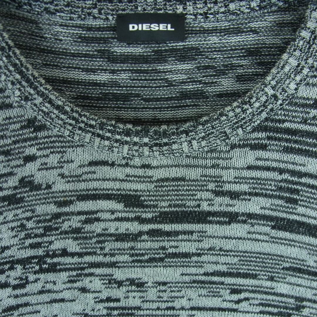 DIESEL(ディーゼル)のDIESEL ディーゼル マルチカラー ニット セーター コットン レーヨン チュニジア製 グレー系 レッド系 S【中古】 メンズのトップス(ニット/セーター)の商品写真