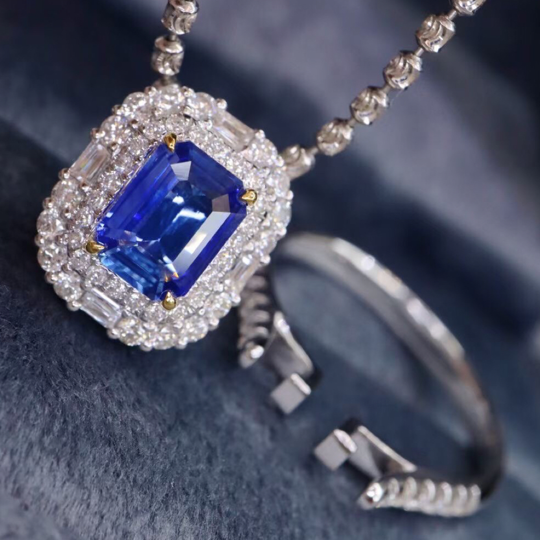 天然 ロイヤルブルーサファイア ダイヤ ペンダントトップ1.2ct