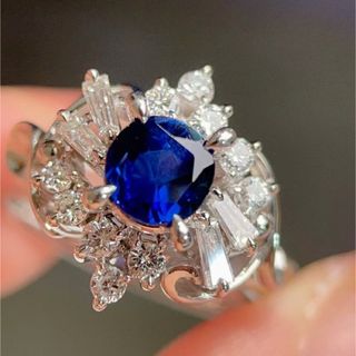 天然 ブルーサファイア ダイヤ リング 1.03ct pt900 ¥(リング(指輪))