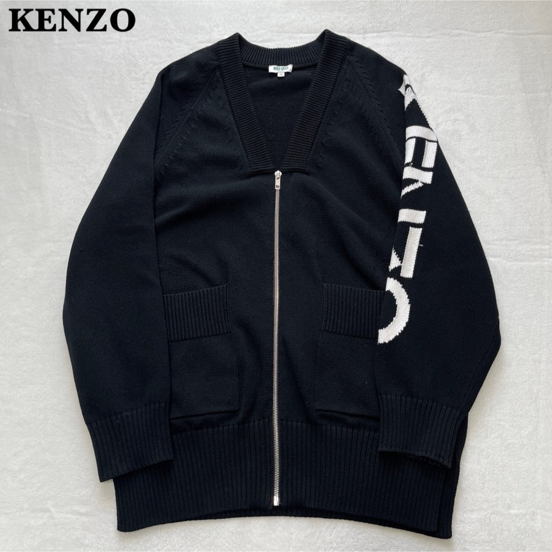 KENZO【未使用級】新作 KENZO ケンゾー サイドロゴ ジップカーディガン M