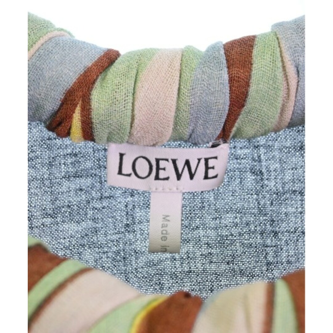 LOEWE(ロエベ)のLOEWE ロエベ ブラウス S 緑xベージュx黒等(ストライプ) 【古着】【中古】 レディースのトップス(シャツ/ブラウス(長袖/七分))の商品写真