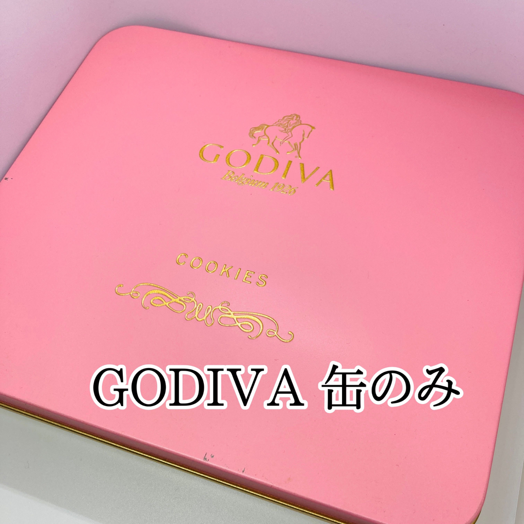 GODIVA(ゴディバ)のGODIVA　ゴディバ　缶のみ　ピンク　ゴールド　クッキー缶　COOKIES インテリア/住まい/日用品のインテリア小物(小物入れ)の商品写真