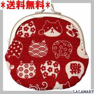 ☆人気商品 京佑 日本製 がま口 財布 小銭 小物入れ 猫 1.5cm 赤 17(その他)