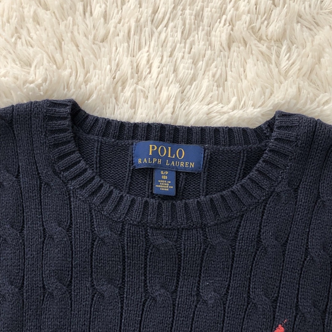 POLO RALPH LAUREN(ポロラルフローレン)のポロラルフローレン ケーブルニット ネイビー ポニー刺繍 赤 キッズ/ベビー/マタニティのキッズ服男の子用(90cm~)(ニット)の商品写真