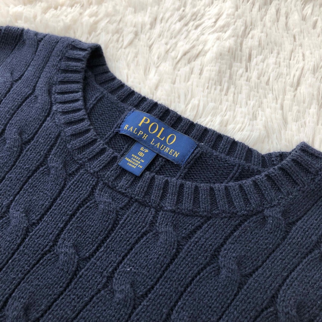 POLO RALPH LAUREN(ポロラルフローレン)のポロラルフローレン ケーブルニット ネイビー ポニー刺繍 赤 キッズ/ベビー/マタニティのキッズ服男の子用(90cm~)(ニット)の商品写真