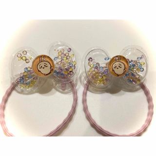 ヘアゴム ハンドメイド うさ耳 リボン くるみボタン オーダーの通販 by