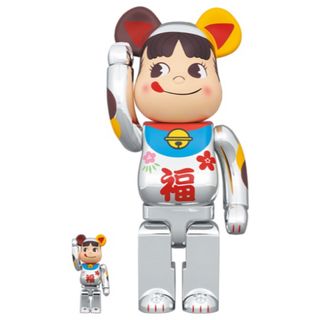 ベアブリック(BE@RBRICK)のBE@RBRICK 招き猫 ペコちゃん 福 銀メッキ 100% & 400%(その他)