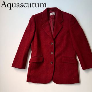 アクアスキュータム(AQUA SCUTUM)のAquascutum アクアスキュータム　ツイードジャケット　ウール　レッド(テーラードジャケット)