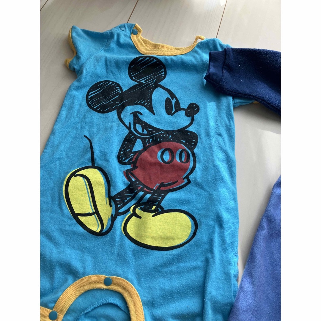 Disney(ディズニー)のミッキー　ロンパース服　半袖80 長袖3〜6表記 キッズ/ベビー/マタニティのベビー服(~85cm)(ロンパース)の商品写真