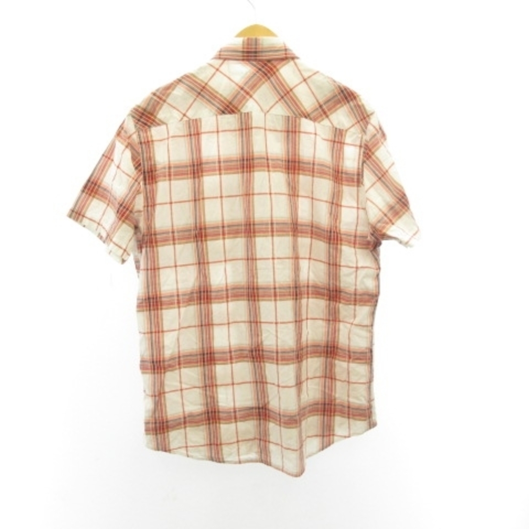 other(アザー)のアメリカンイーグル チェックシャツ 半袖 赤 レッド系 マルチカラー L EC● メンズのトップス(シャツ)の商品写真