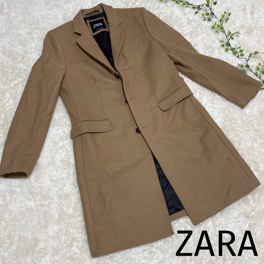 ZARA(ザラ)のZARA ザラ 【LL】 イタリアン　ウールブレンド チェスターコート ベージュ メンズのジャケット/アウター(チェスターコート)の商品写真