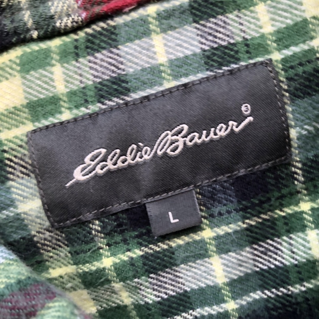 Eddie Bauer(エディーバウアー)のEddie Bauer パッチワーク ネルシャツ Ｌサイズ グリーン アメカジ メンズのトップス(シャツ)の商品写真