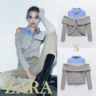 ザラ(ZARA)のZARA　ザラ　コントラスト カットアウト ニット セーター　S(ニット/セーター)