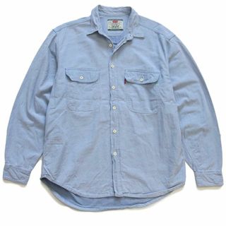 リーバイス(Levi's)の90s Levi'sリーバイス カラーデニム ワークシャツ スカイブルー L★オールド ビンテージ コットン オーバーサイズ ビッグサイズ(シャツ)