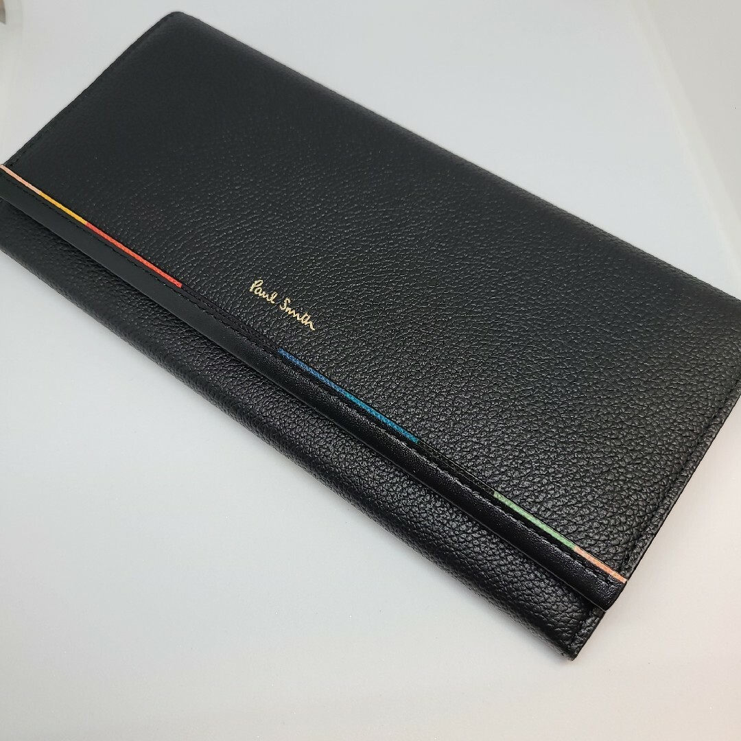 Paul Smith(ポールスミス)のプレゼントに！ポールスミス　レイヤードストライプフラップ長財布　ブラック メンズのファッション小物(長財布)の商品写真