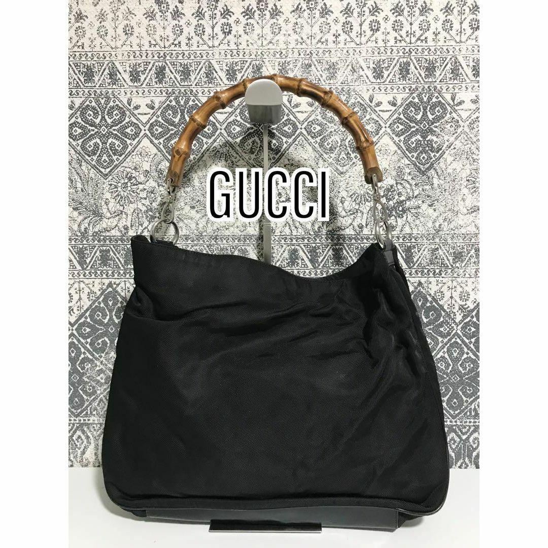 Gucci(グッチ)の【良品】GUCCI グッチ 3754 バンブー ハンドバッグ ブラック 肩掛け レディースのバッグ(ハンドバッグ)の商品写真