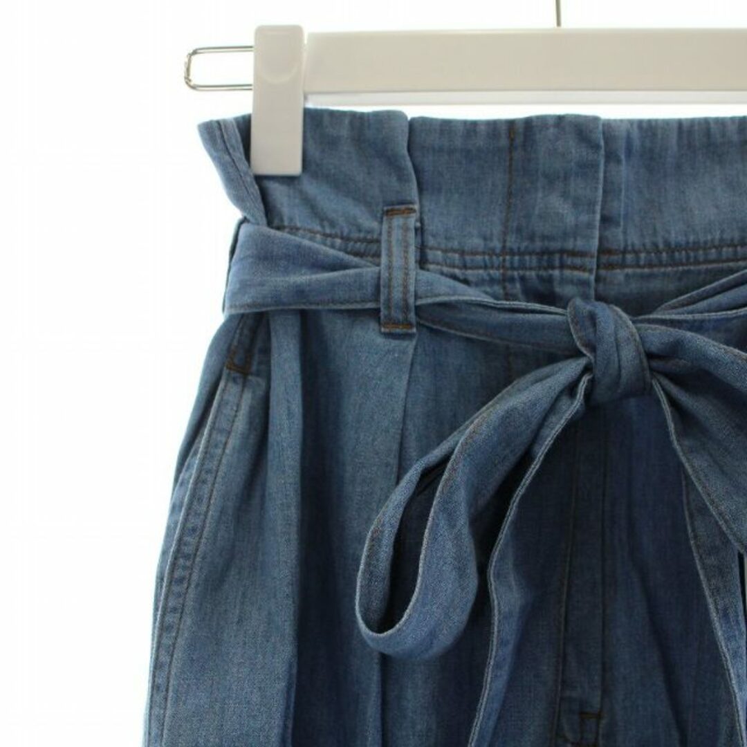 ESTNATION(エストネーション)のエストネーション ギャザースカート フレア ハイウエスト 麻混 36 S 青 レディースのスカート(ロングスカート)の商品写真