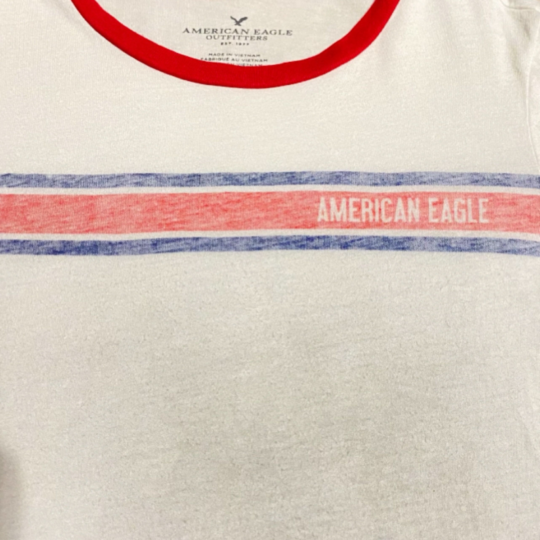 American Eagle(アメリカンイーグル)のアメリカンイーグル AMERICAN EAGLE 海外 古着 ホワイト 白 XS レディースのトップス(Tシャツ(半袖/袖なし))の商品写真