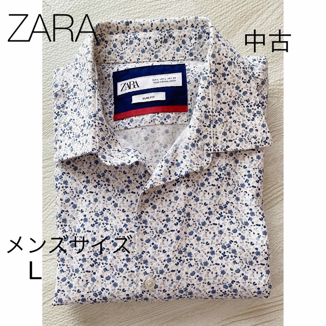 ZARA(ザラ)のZARA メンズ 花柄 ブルー シャツ ♡ 中古 メンズのトップス(シャツ)の商品写真