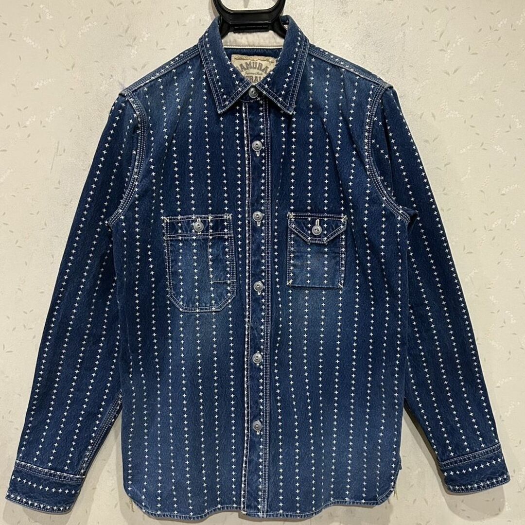 ＊SAMURAI JEANS 手裏剣 ウォバッシュ ワークシャツ トップス Mメンズ