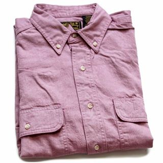 エディーバウアー(Eddie Bauer)のデッドストック★90s EddieBauerエディーバウアー 無地 ボタンダウン コットン ダンガリーシャツ 薄赤紫 M★A オールド ビンテージ カラー(シャツ)