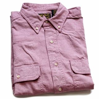 エディーバウアー(Eddie Bauer)のデッドストック★90s EddieBauerエディーバウアー 無地 ボタンダウン コットン ダンガリーシャツ 薄赤紫 M★A オールド ビンテージ カラー(シャツ)