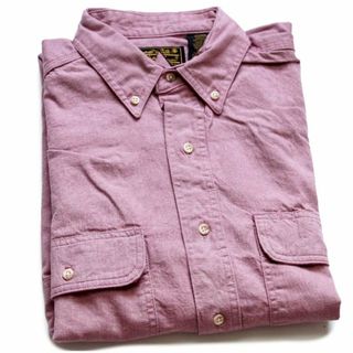 エディーバウアー(Eddie Bauer)のデッドストック★90s EddieBauerエディーバウアー 無地 ボタンダウン コットン ダンガリーシャツ 薄赤紫 M★C オールド ビンテージ カラー(シャツ)