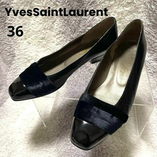 イヴサンローラン(Yves Saint Laurent)のs633a イヴサンローラン パンプス ローヒール 異素材切替 スウェード(ハイヒール/パンプス)