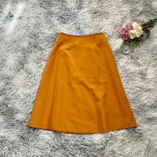 ビューティアンドユースユナイテッドアローズ(BEAUTY&YOUTH UNITED ARROWS)の美品ユナイテッドアローズ　セミフレアスカート　日本製　オレンジ、黄色　Sサイズ(ロングスカート)
