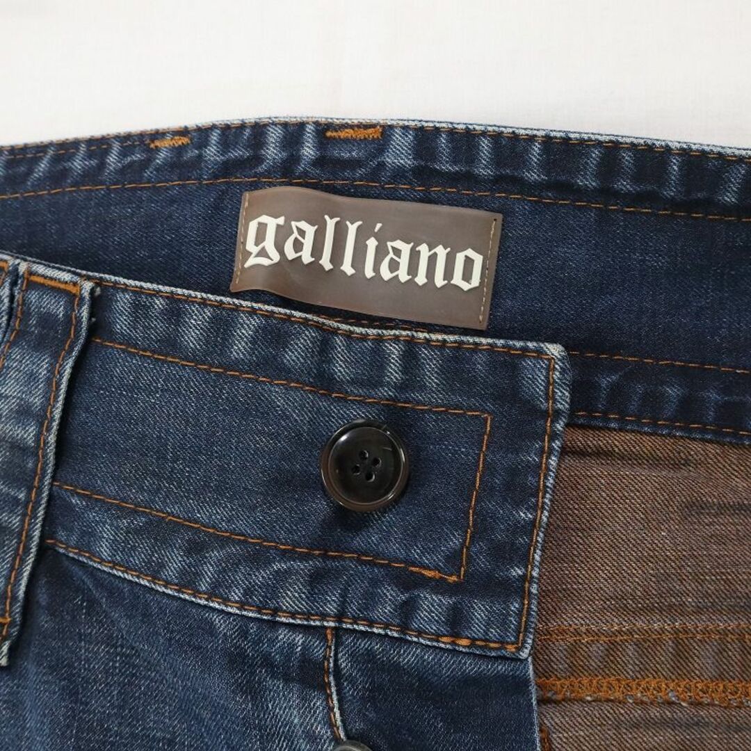 GALLIANO(ガリアーノ)のガリアーノ ハイウエストジーンズ テーパードシルエット ダメージ加工デニムW29 メンズのパンツ(デニム/ジーンズ)の商品写真
