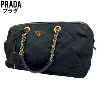 プラダ(PRADA)の✨良品　PRADA プラダ　ハンドバッグ　ブラック　ナイロン　チェーン　手提げ(ハンドバッグ)