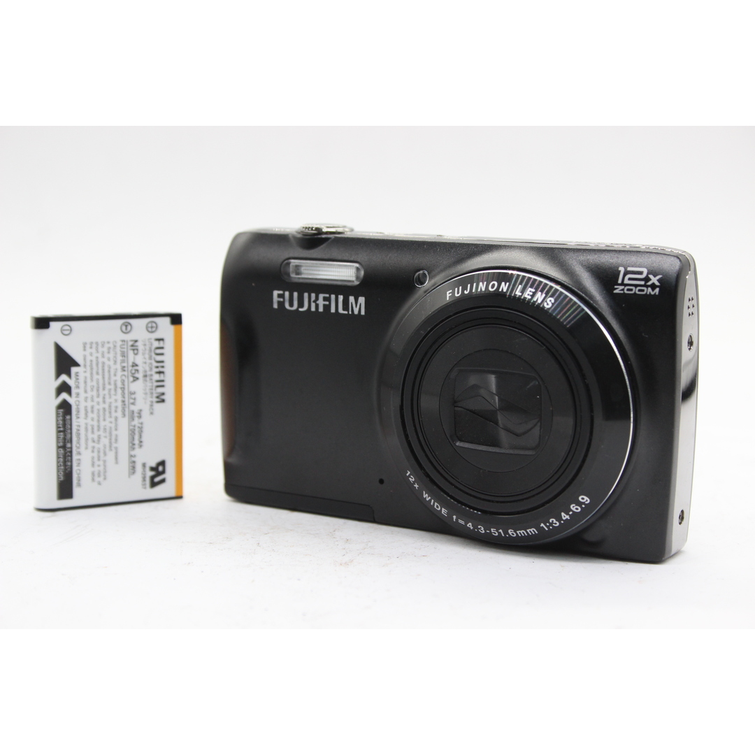 支払い発送詳細【返品保証】 フジフィルム Fujifilm Finepix T500 ブラック 12x バッテリー付き コンパクトデジタルカメラ  s5141