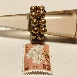 ハンドメイド フェイクパール１連フラワーデザイン　1148(リング)