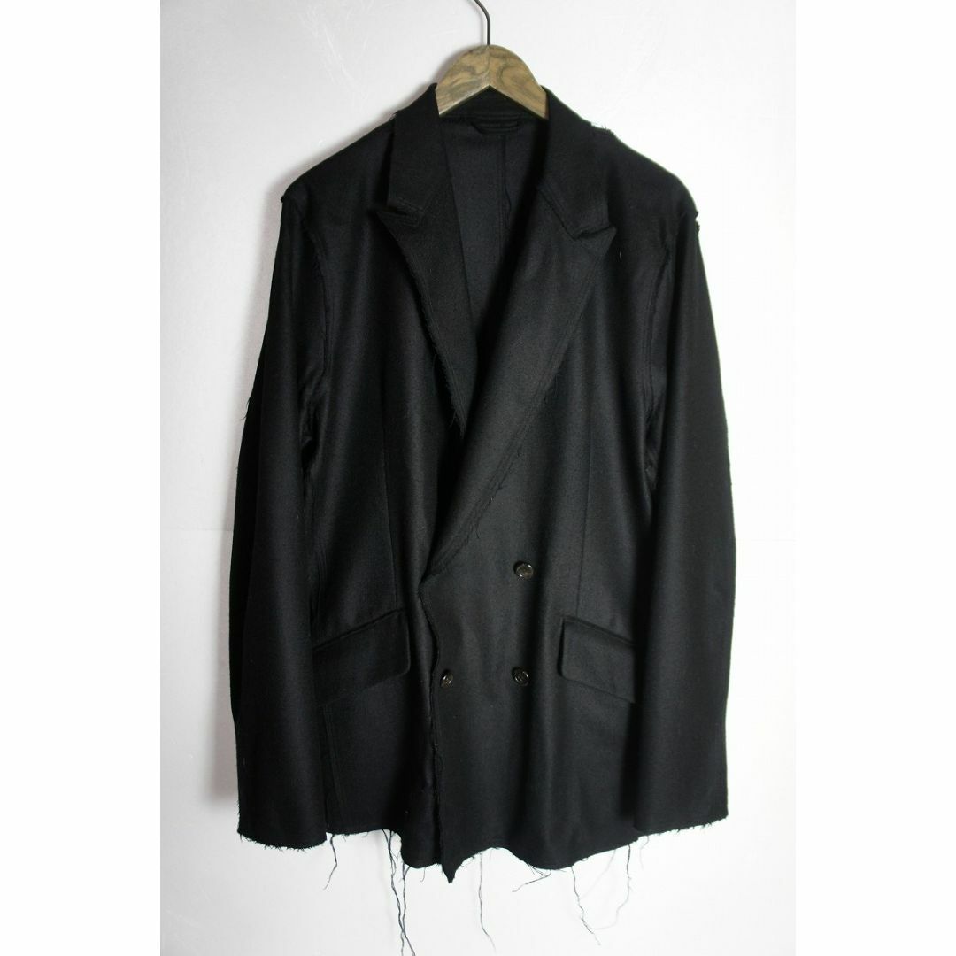 WOOL100%生産国美品 THRAW スロウ CUT UP JACKET ジャケット 黒320N▲