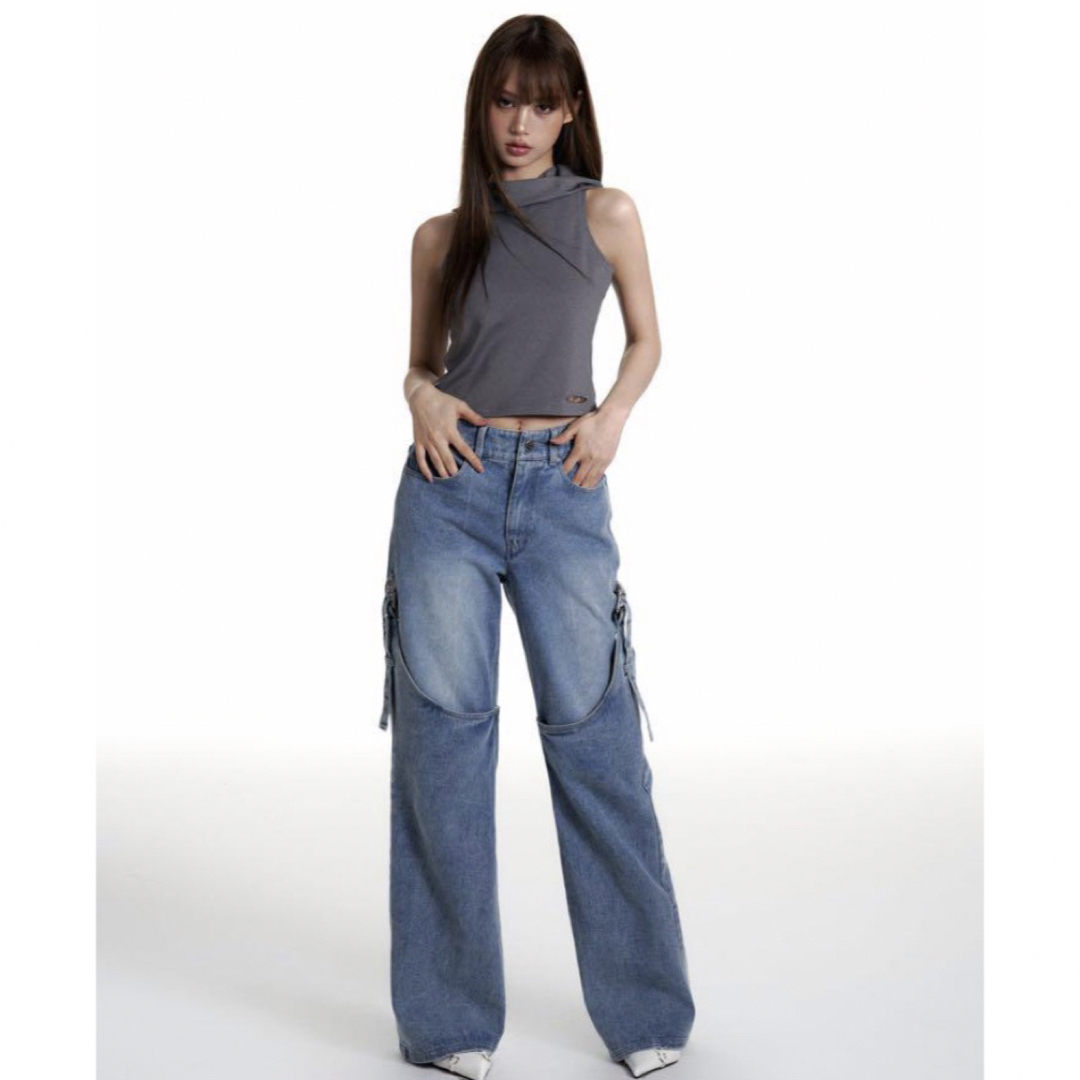 andwang side points denim pants サイドポイント レディースのパンツ(デニム/ジーンズ)の商品写真