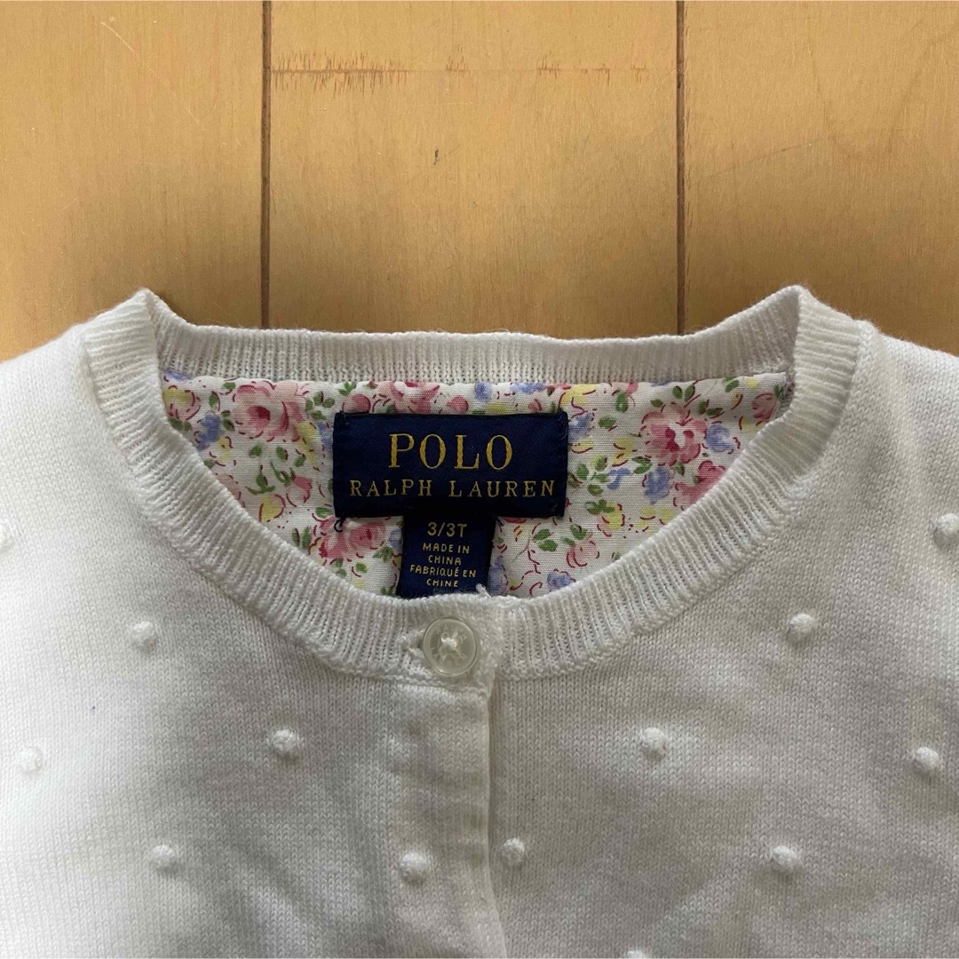 POLO RALPH LAUREN(ポロラルフローレン)の【R様専用】ポロラルフローレン3/3T白カーディガン女の子 キッズ/ベビー/マタニティのキッズ服女の子用(90cm~)(カーディガン)の商品写真