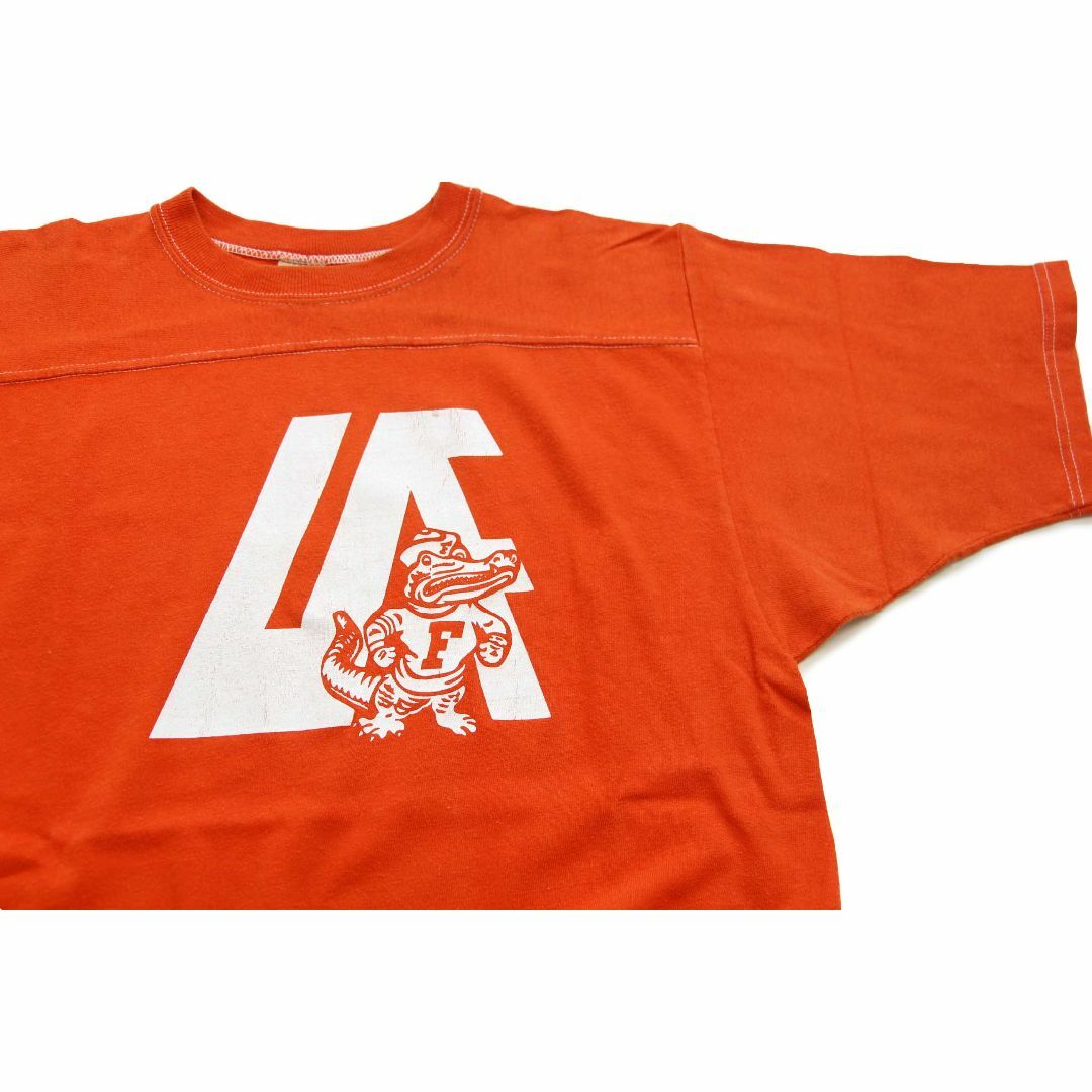 オレンジ素材70s USA製 Championチャンピオン Florida Gators コットン フットボールTシャツ オレンジ L★ビンテージ バータグ アメフト カレッジ